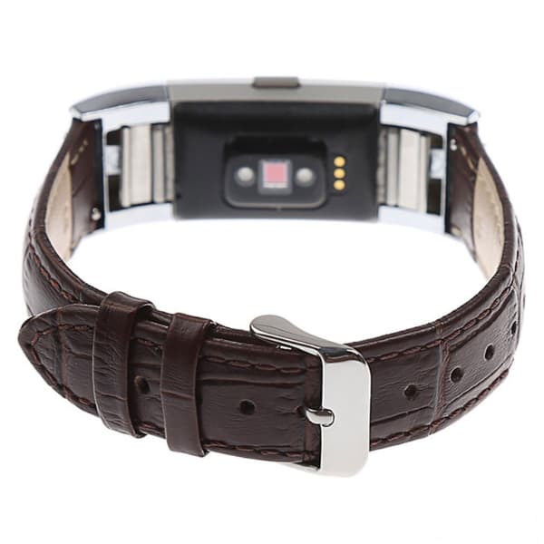 Fitbit Charge 2 leather watch band with crocodile texture - Brown Brown