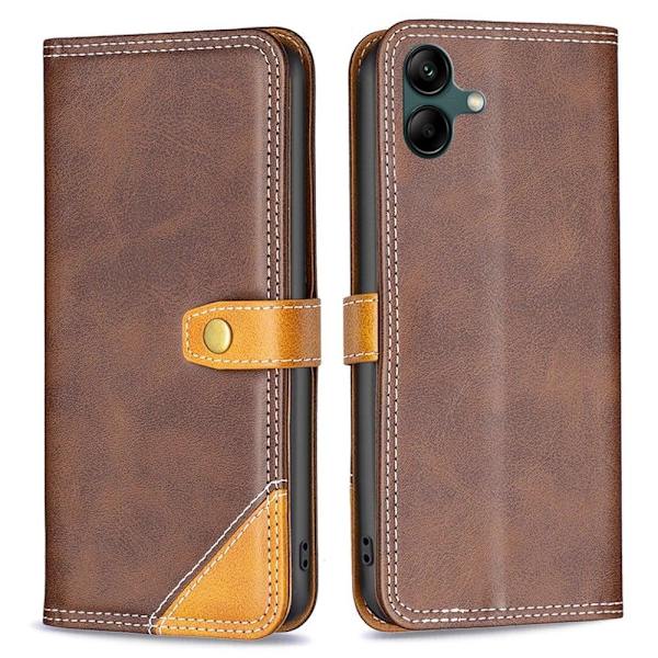 BINFEN kaksivärinen nahkakotelo Samsung Galaxy A04 - Kahvi Brown