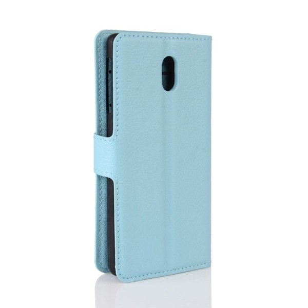 Nokia 3 Læder etui med Lychee skin - Babyblå Blue