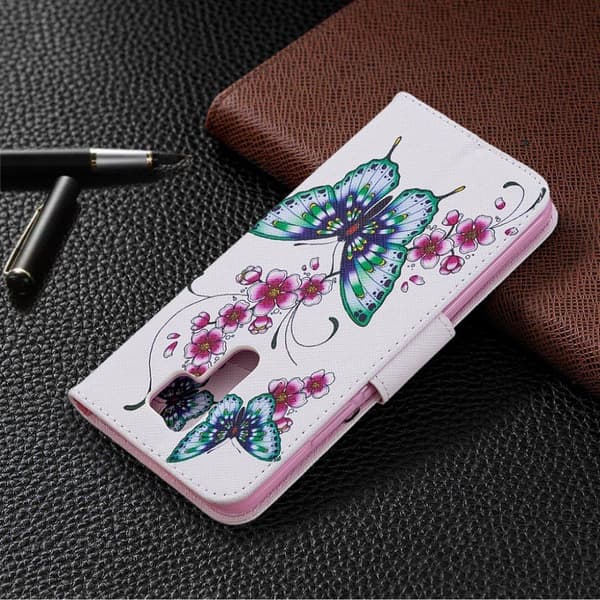 Wonderland Xiaomi Redmi 9 Flippetui - Sommerfugl og Blomst Multicolor
