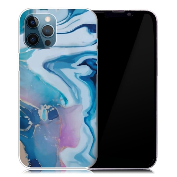 Marmordesign iPhone 13 Pro Max deksel - Blå Skvett Blue