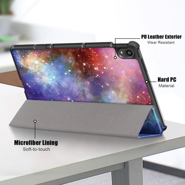 Lenovo Tab P11 Trippelt Mønstret Lær Flippetui - Cosmic Space Multicolor