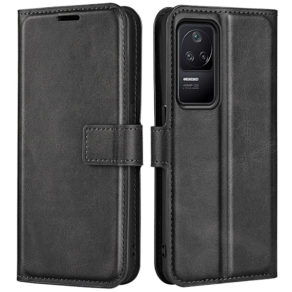 Hållbart konstläder Xiaomi Poco F4 / Xiaomi Redmi K40S fodral med plånbok - Svart Svart