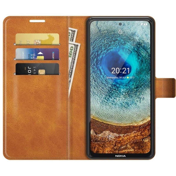 Hållbart konstläder Nokia X10 / Nokia X20 fodral med plånbok - O Orange