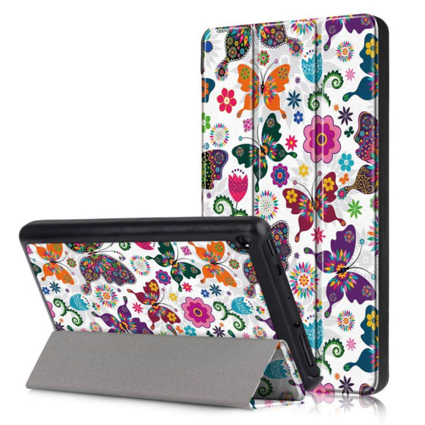 Amazon Fire 7 (2019) tri-fold pattern leather case - Butterfly Multicolor