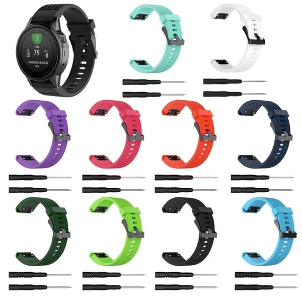 Garmin Fenix 5S erstatnings urrem i silikone med tekstureret overfalde - Sort Black
