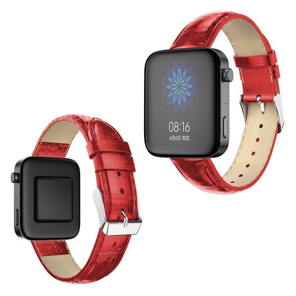 Xiaomi Mi Watch krokodille ægte læder Urrem - Rød Red
