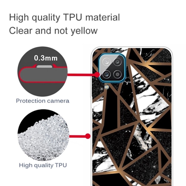 marmor Samsung Galaxy A12 5G etui - sort Tile Fragments Black