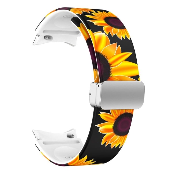 Samsung Galaxy Watch 5 (44mm) / (40mm) / 4 (44mm) / (40mm) kuvioitu silikoninen ranneke - Auringonkukka Yellow