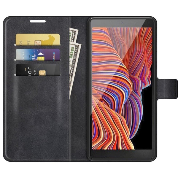 Hållbart konstläder Samsung Galaxy Xcover 5 fodral med plånbok - Svart