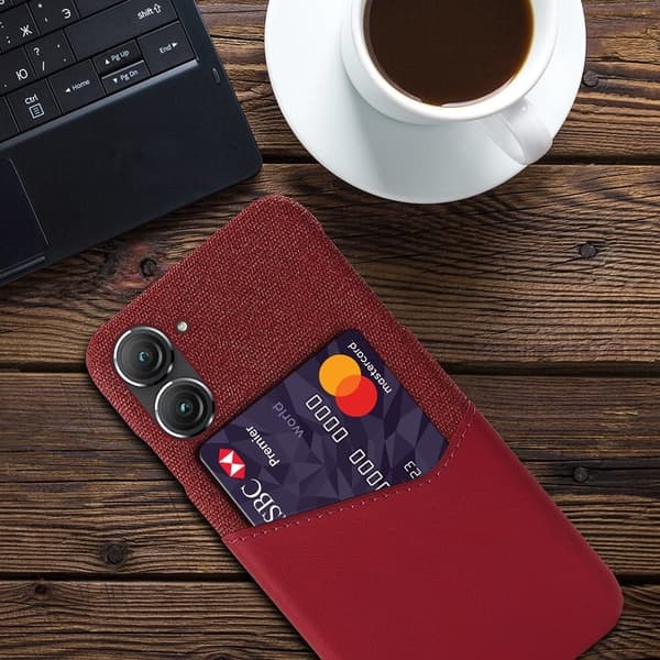 Bofink ASUS Zenfone 9 Kredittkort Deksel - Rød Red