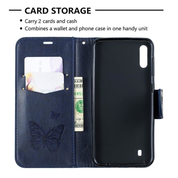 Butterfly Samsung Galaxy A10 etui - Blå Blue