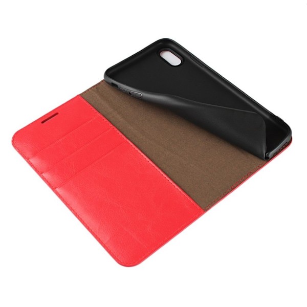 Crazy Horse iPhone Xs Max flip cover i ægte læder - Rød Red