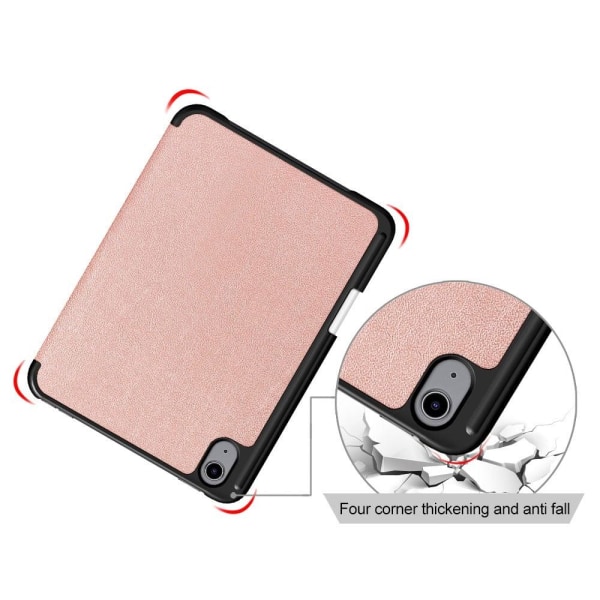 iPad Mini 6 (2021) slim tri-fold PU leather flip case with pen s Rosa