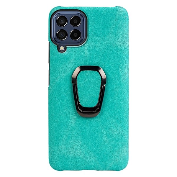 Stötsäkert läderfodral med oval kickstand för Samsung Galaxy M53 5G - Cyan Grön