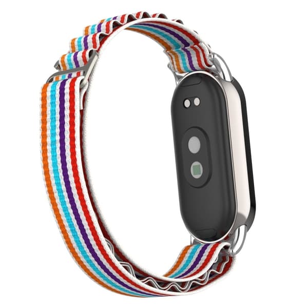 Xiaomi Smart Band 8 nylonrem med sølvstik - Farverig Multicolor