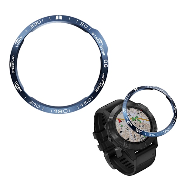 Garmin Fenix 6X rostfritt stål bezel - blå / Style A Blå