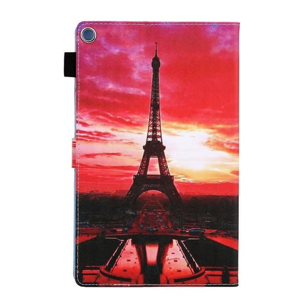 Amazon Fire HD 10 (2019) ainutlaatuinen kuvio nahkainen flip case - Torni Red