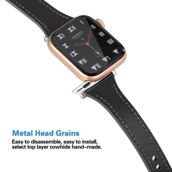 Apple Watch Series 5 40mm ægte læder Urrem - Sort Black