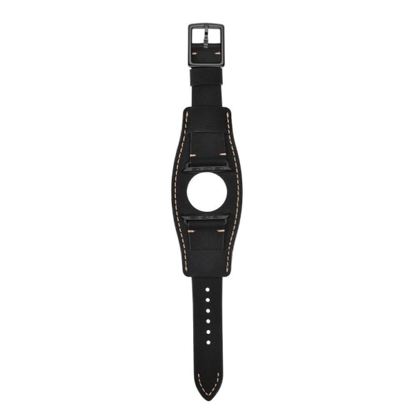 Crazy Horse Apple Watch Series 5 40mm aitoa nahkaa oleva kellonauha - Musta Black