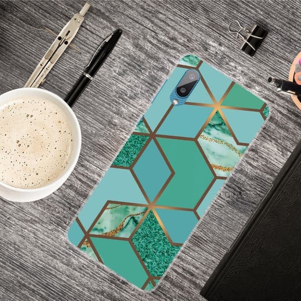 Marble Samsung Galaxy M02 / A02 Etui - Teal Klinkekule Tile Green
