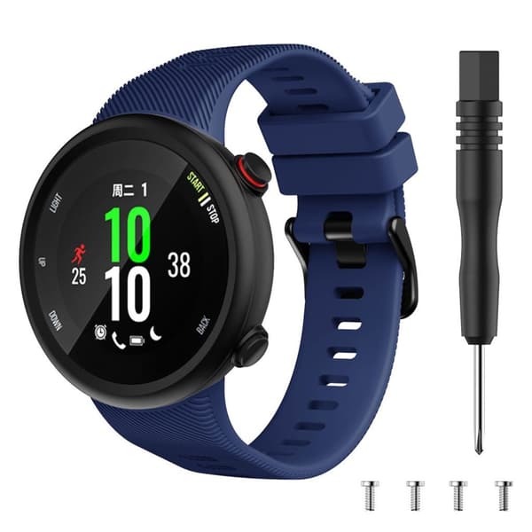 Garmin Forerunner 45S hållbart svart klockarmband i silikon med spänne - Marinblå Blå
