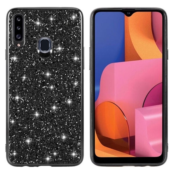 Glitter Samsung Galaxy A20s cover – Sort Black
