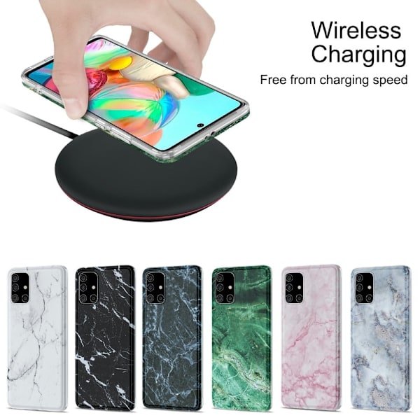 Marble Samsung Galaxy A71 5G Etui - Dark Grå Marmor Silver grey