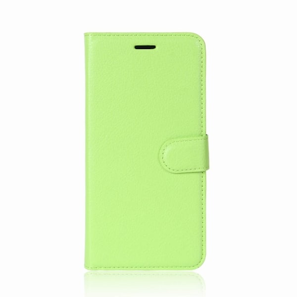 Samsung Galaxy A8 (2018) litchi skin PU læder flip etui - Grøn Green