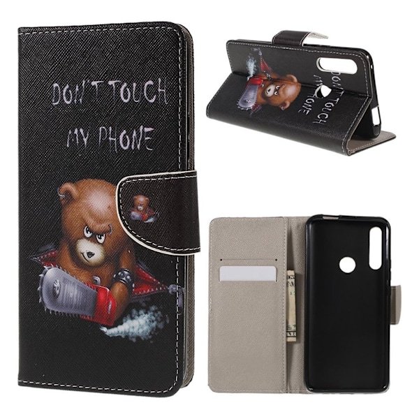 Wonderland Huawei P Smart Z etui - Brun Bjørn og Advarende Ord Multicolor