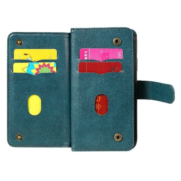 iPhone Xr etui med pung & 10 kortpladser – Grøn Green