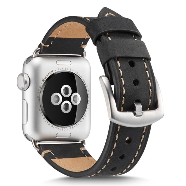Crazy Horse Apple Watch Series 4 40mm ægte læder Urrem - Sort Black