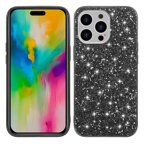 Glitter iPhone 16 Pro cover - Sort Black