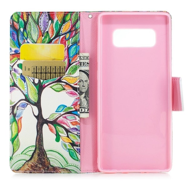 Samsung Galaxy Note 8 design nahkakotelo - Värikäs puu Multicolor