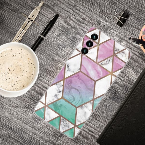 Marble Samsung Galaxy A13 5G Etui - Hvid Diamant i Farverig Baggrund Multicolor