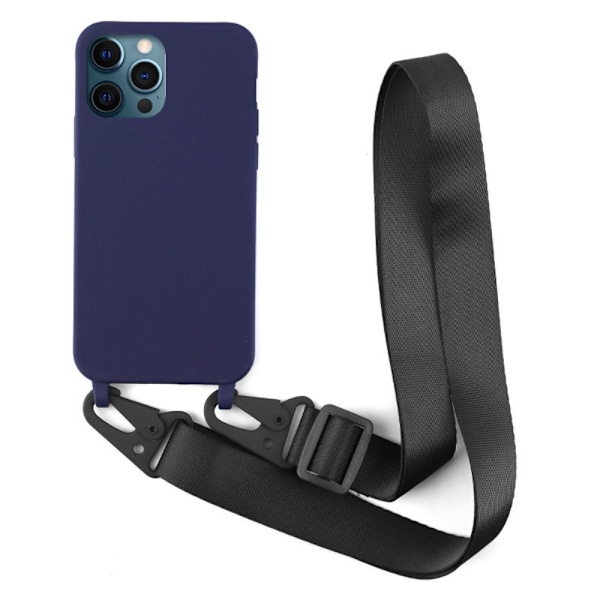 Tyndt TPU etui med mat finish og justerbar strop til iPhone 12 Pro Max - Mørkeblå Blue