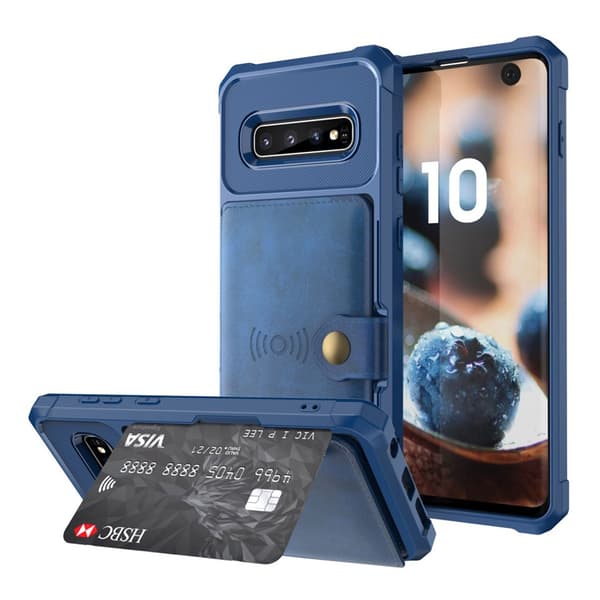 Samsung Galaxy S10 lompakko suojakotelo - Sininen Blue