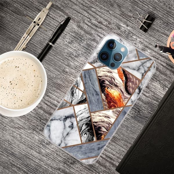 Marble iPhone 15 Pro Max Etui - Fragment Of Klinkekule Tiles Silver grey