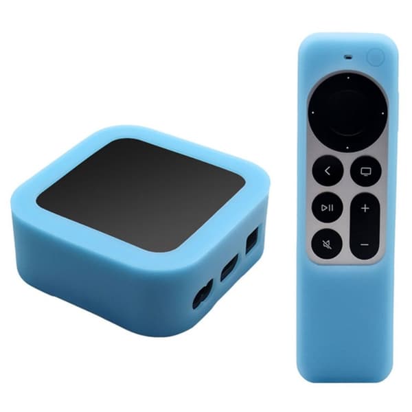2 st / set Apple TV 4K (2021) digitalbox + fjärrkontroll silikonhölje - Lysande Blå Blå