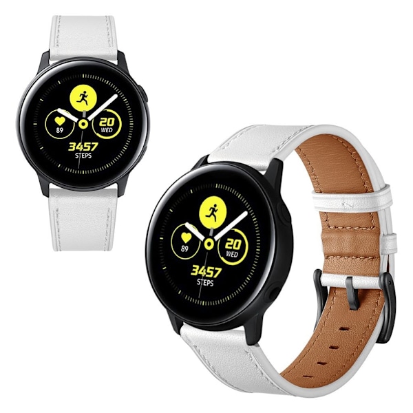 Samsung Galaxy Watch Active / Active 2 - 40mm / Active 2 - 44mm aito nahkanauha - Valkoinen White