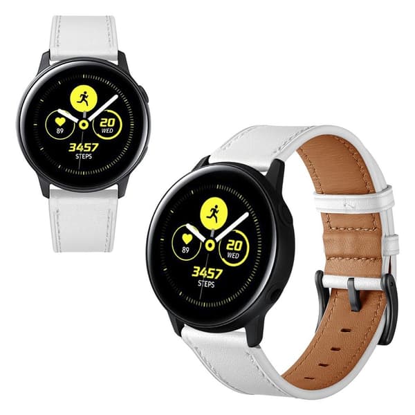 Samsung Galaxy Watch Active / Active 2 - 40mm / Active 2 - 44mm klockarmband i äkta läder - Vit Vit
