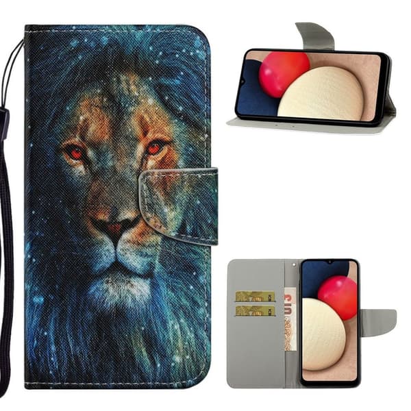 Wonderland Samsung Galaxy A02s Flip etui - Løve Blue