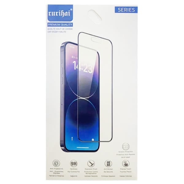RURIHAI H9 karkaistua lasia näytönsuoja iPhone 15:lle Transparent