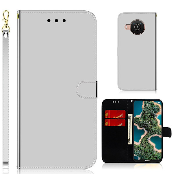 Mirror etui til Nokia X10 / Nokia X20 - Sølv/Grå Silver grey
