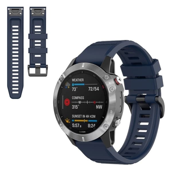 Garmin Fenix 6X Pro silikonarmbånd - Mørkeblå Blue