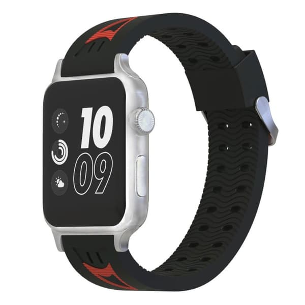 Apple Watch Series 4 44mm Smilende Ansigt silikone Urrem - Sort / Rød Red