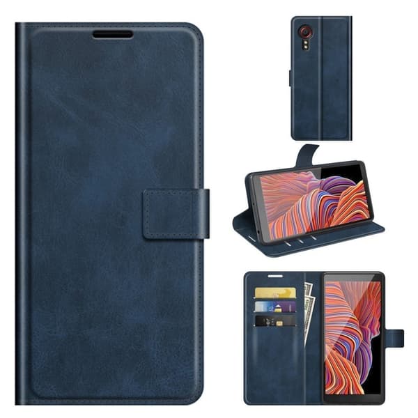 Wallet-style Lær Etui til Samsung Galaxy Xcover 5 - Blå Blue