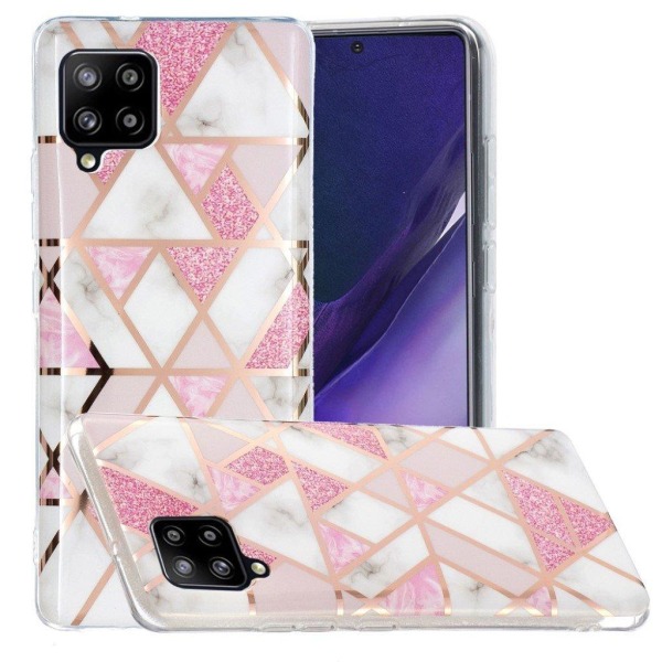 Marble design Samsung Galaxy A42 5G kotelot - Valkoinen / Pinkki Pink