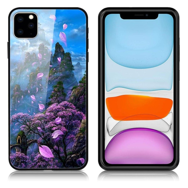 Trykstil Glas og fleksibelt og stødsikkert telefon cover Dazzle Shell iPhone 11 6,1 tommer - Hanayama Multicolor