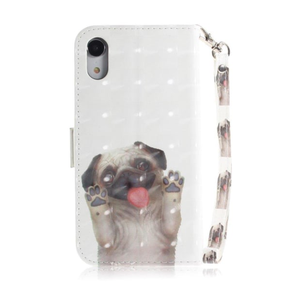 iPhone Xr flip case i mønstret læder - Hund Med Vinkende Poter Multicolor